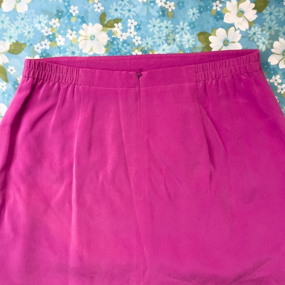 90s Magenta Silk Crepe Satin Mini Skirt - Picture 9 of 11